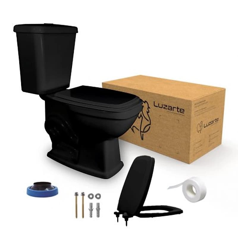 Kit Completo Bacia e Caixa Acoplada 3/6L Preta Viseu Luzarte — Campinas
