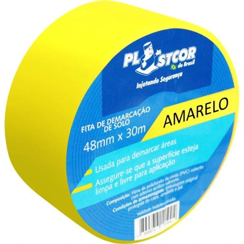 Fita para Demarcação de Solo Amarela 48mm x 30m Plastcor — Campinas